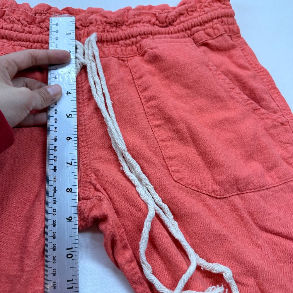 Roxy Oceanside Coral Pink Linen Blend Wide Leg Drawstring Beach Pants Womens M - Picture 11 of 16